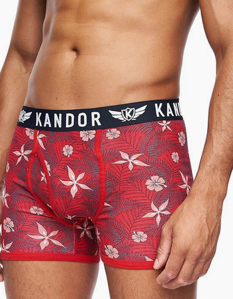 Kandor Florid 7pk Boxer Shorts Mens Red / Patterned