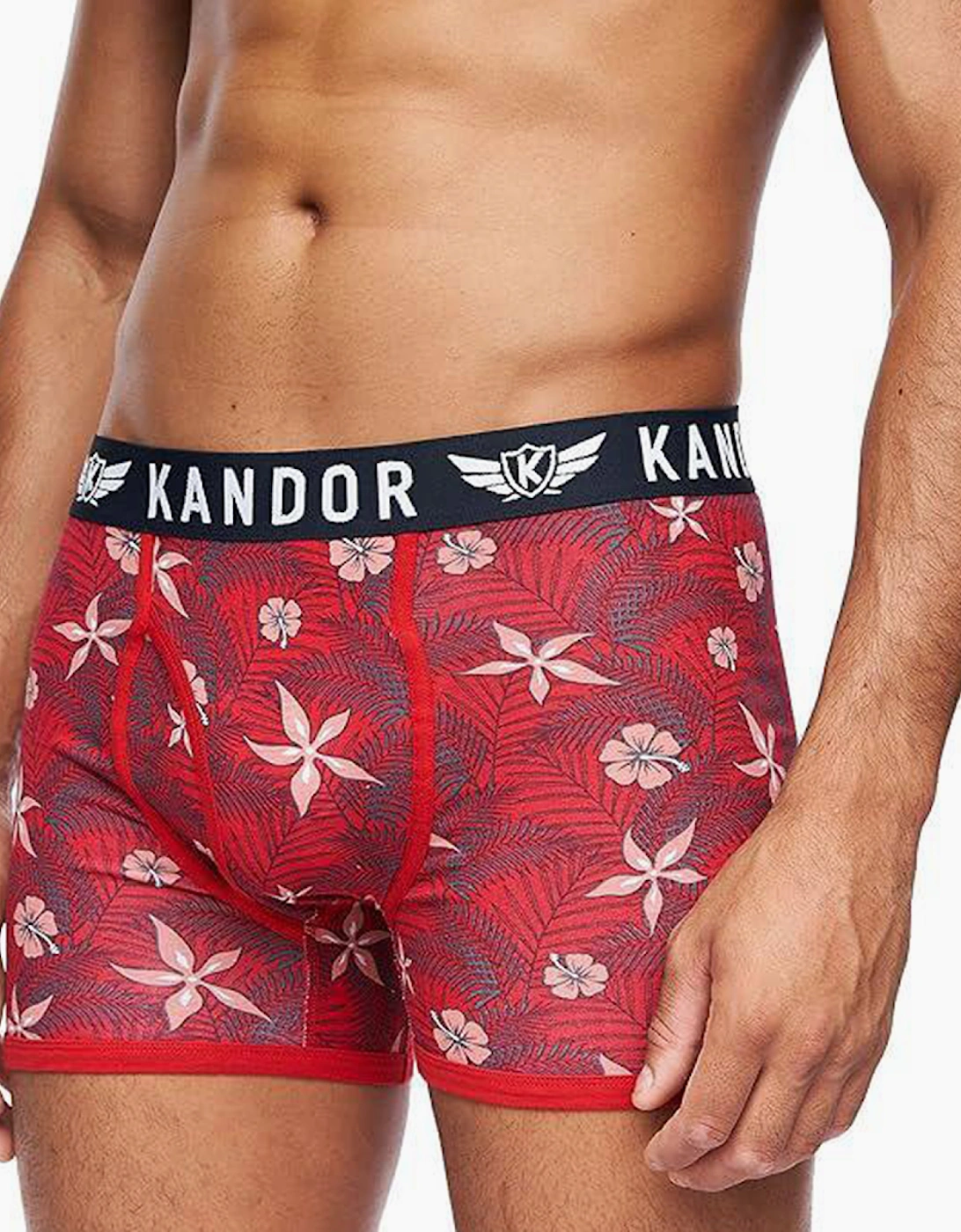 Kandor Florid 7pk Boxer Shorts Mens Red / Patterned