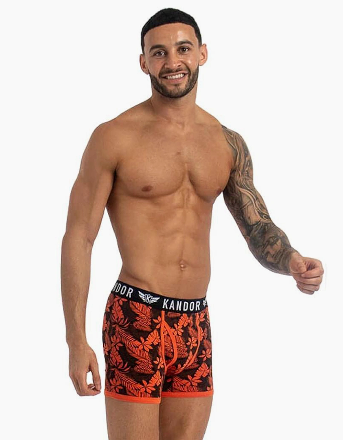 Kandor Florid 7pk Boxer Shorts Mens Yellow / Orange / Black