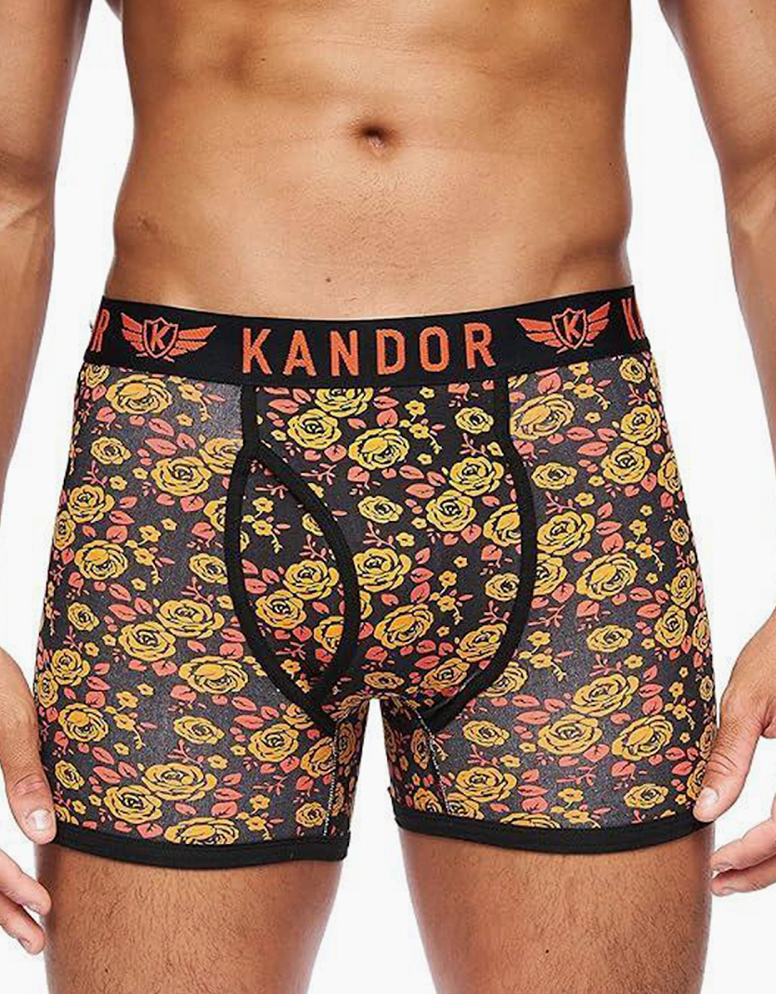 Kandor Florid 7pk Boxer Shorts Mens Yellow / Orange / Black