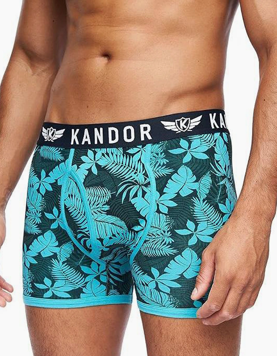Kandor Florid 7pk Boxer Shorts Mens Turquoise / Black