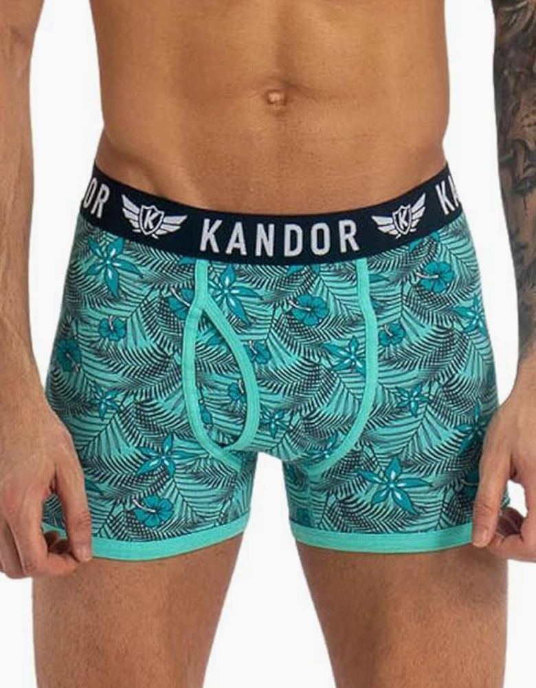 Kandor Florid 7pk Boxer Shorts Mens Turquoise / Black