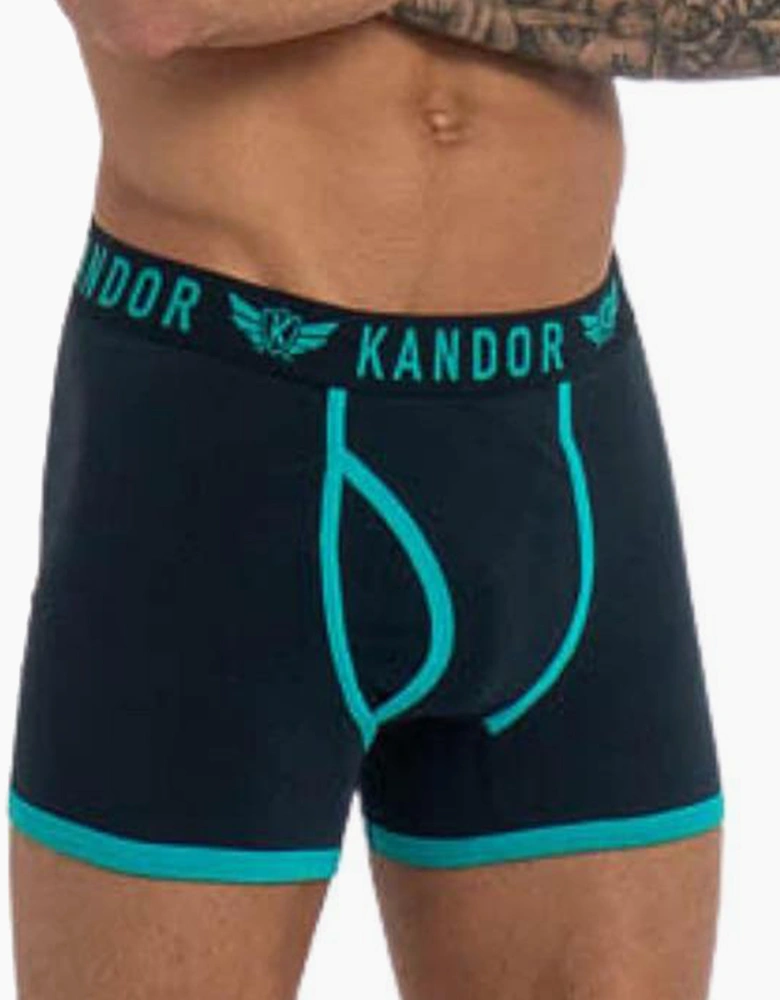Kandor Florid 7pk Boxer Shorts Mens Turquoise / Black