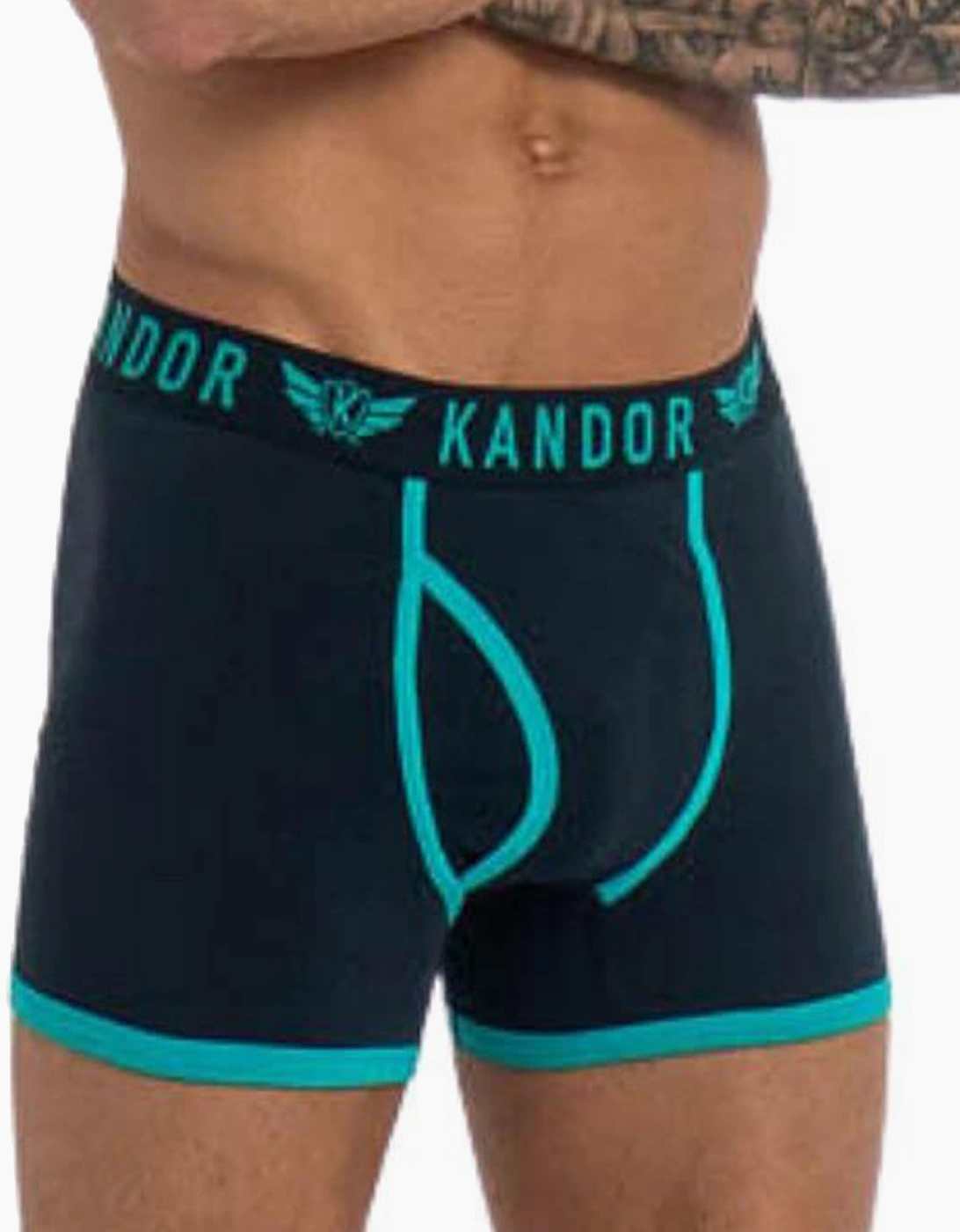 Kandor Florid 7pk Boxer Shorts Mens Turquoise / Black