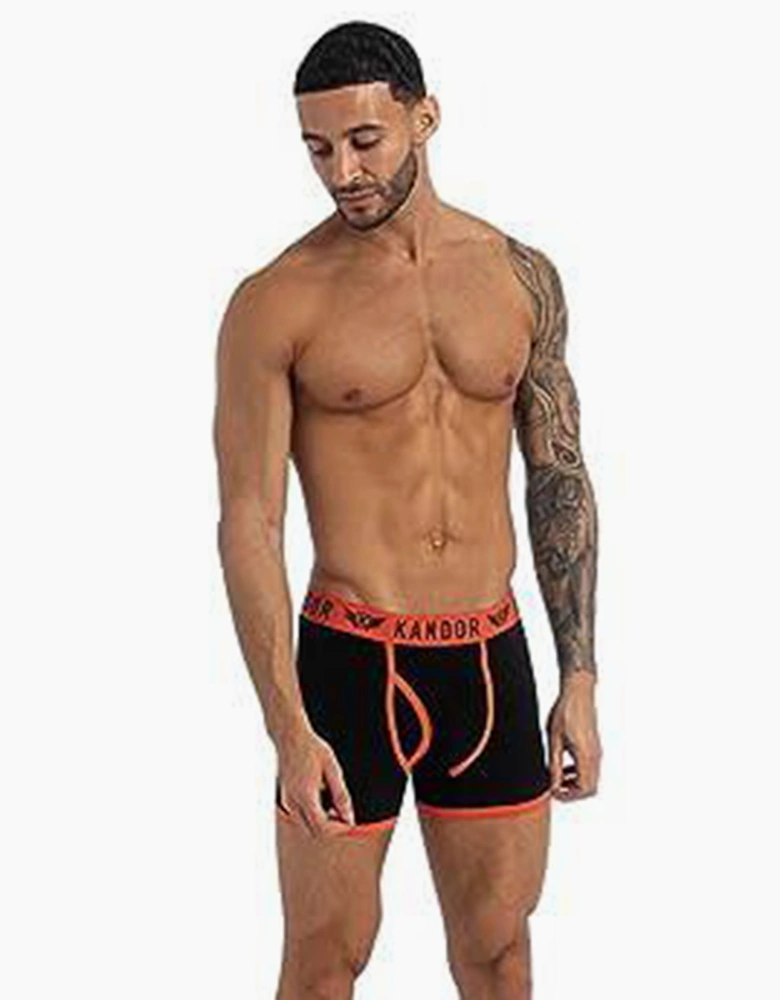 Kandor Jeckers 7pk Boxer Shorts Mens Orange / Black