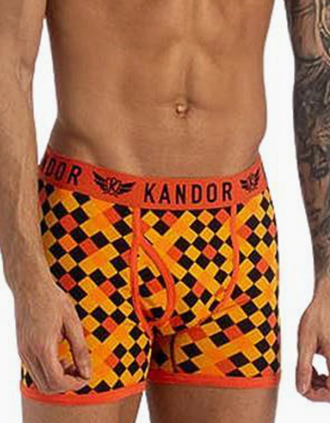 Kandor Jeckers 7pk Boxer Shorts Mens Orange / Black