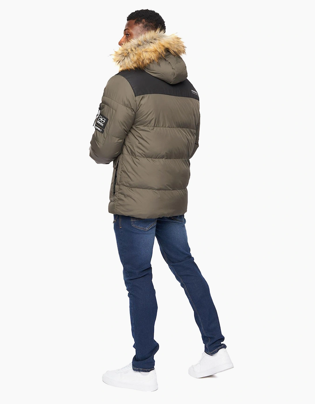 Crosshatch Bentlays Mens Hooded Jacket Olive / Green