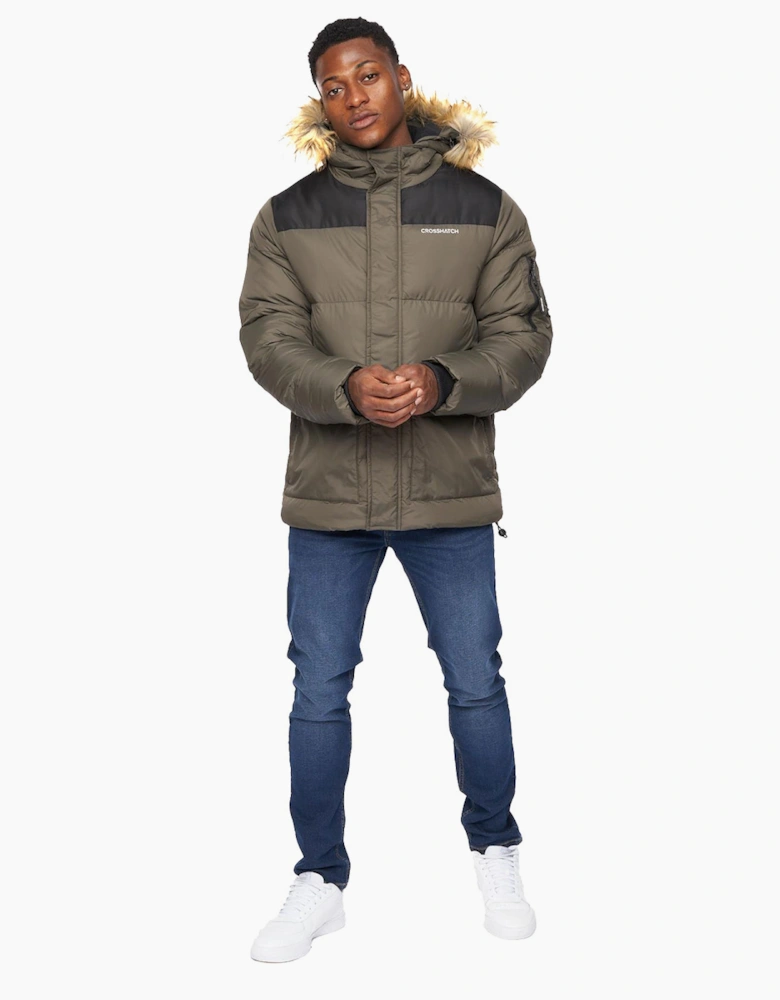 Crosshatch Bentlays Mens Hooded Jacket Olive / Green