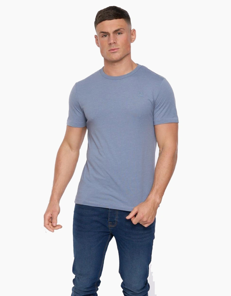 French Connection FCUK Stack T-Shirt Mens Light Blue Melange