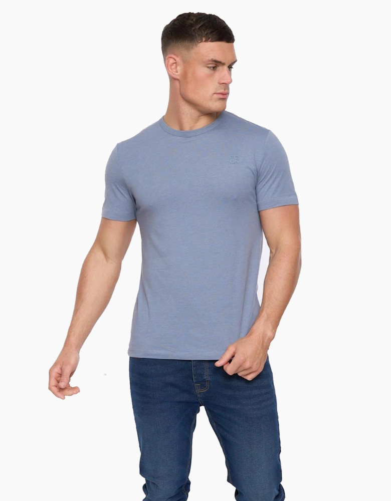 French Connection FCUK Stack T-Shirt Mens Light Blue Melange