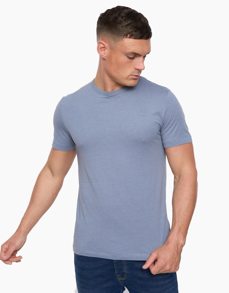 French Connection FCUK Stack T-Shirt Mens Light Blue Melange