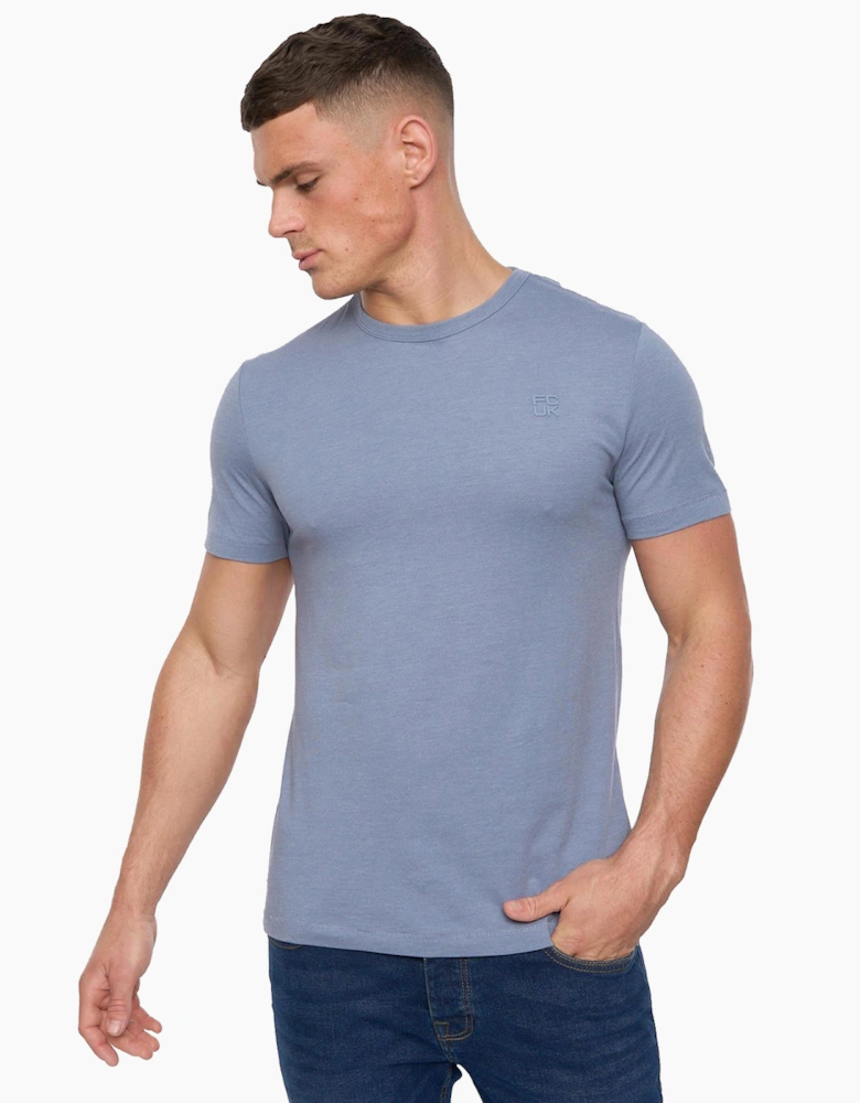 French Connection FCUK Stack T-Shirt Mens Light Blue Melange