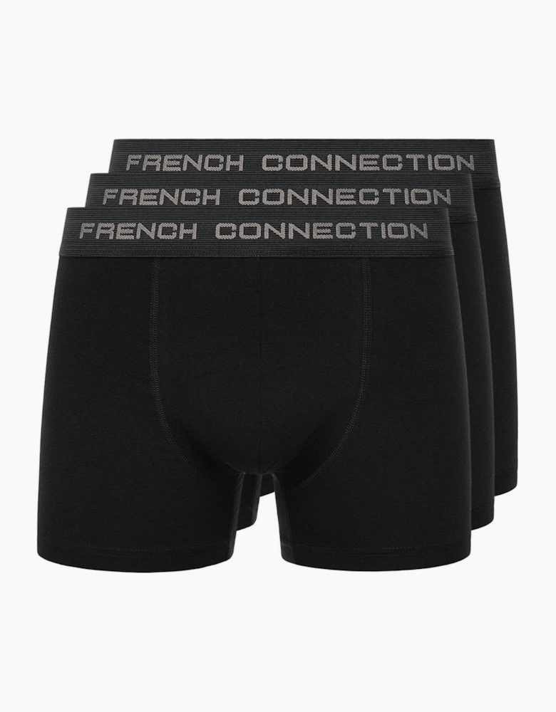 French Connection FCUK1 3pk Boxer Shorts Mens Black