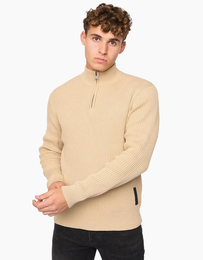 Crosshatch Havaline 1/4 Zip Mens Wheat