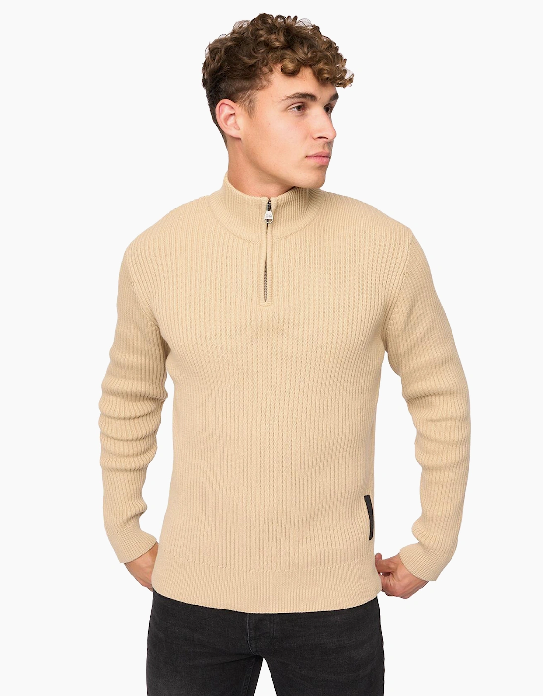Crosshatch Havaline 1/4 Zip Mens Wheat