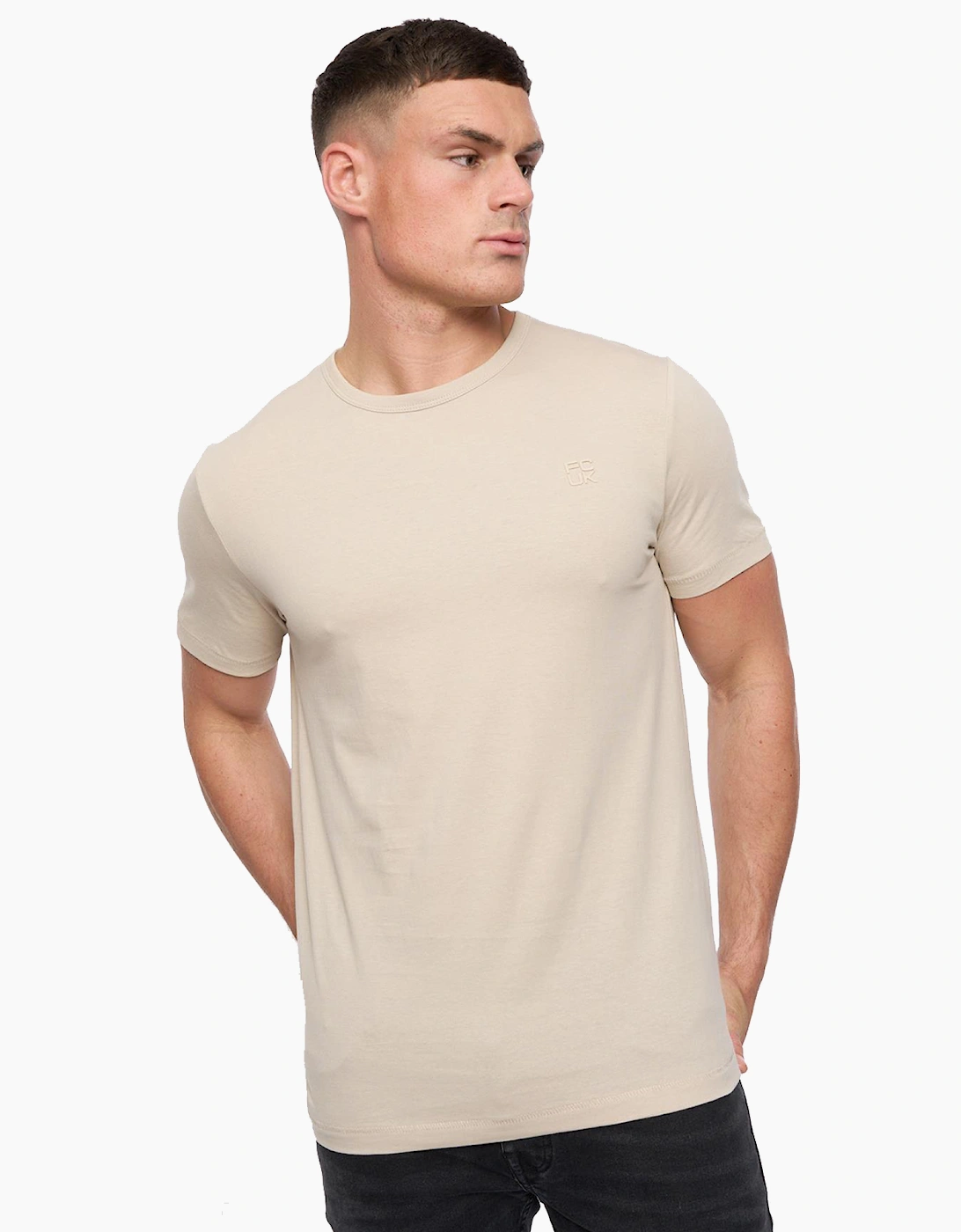 French Connection FCUK Stack T-Shirt Mens Stone