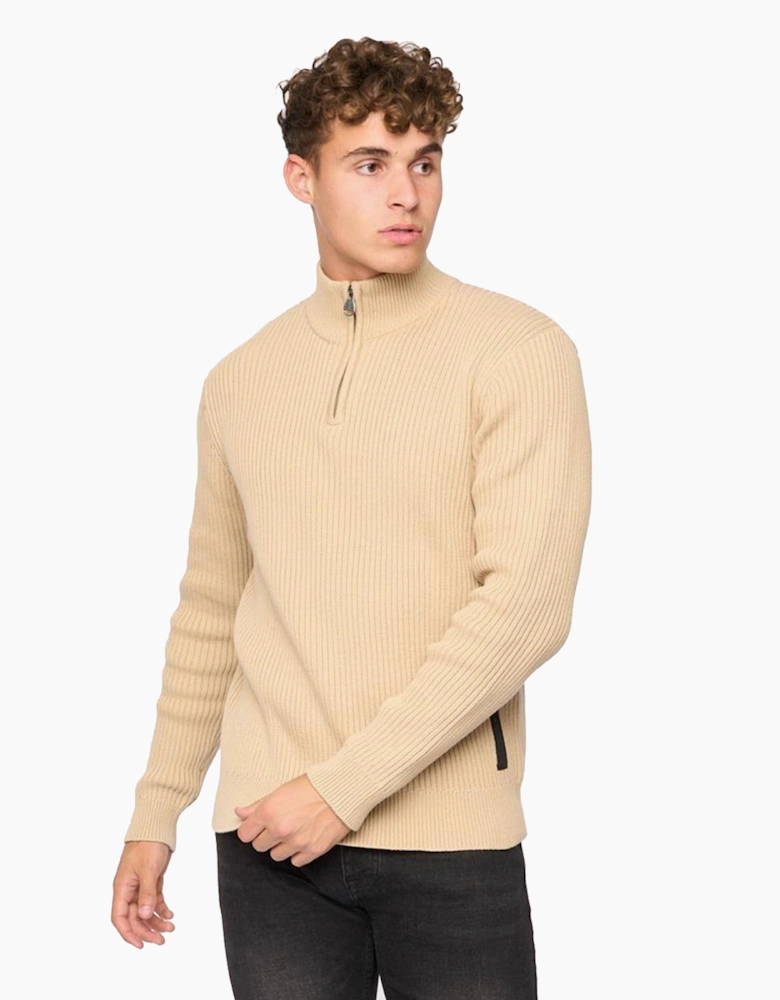 Crosshatch Havaline 1/4 Zip Mens Wheat