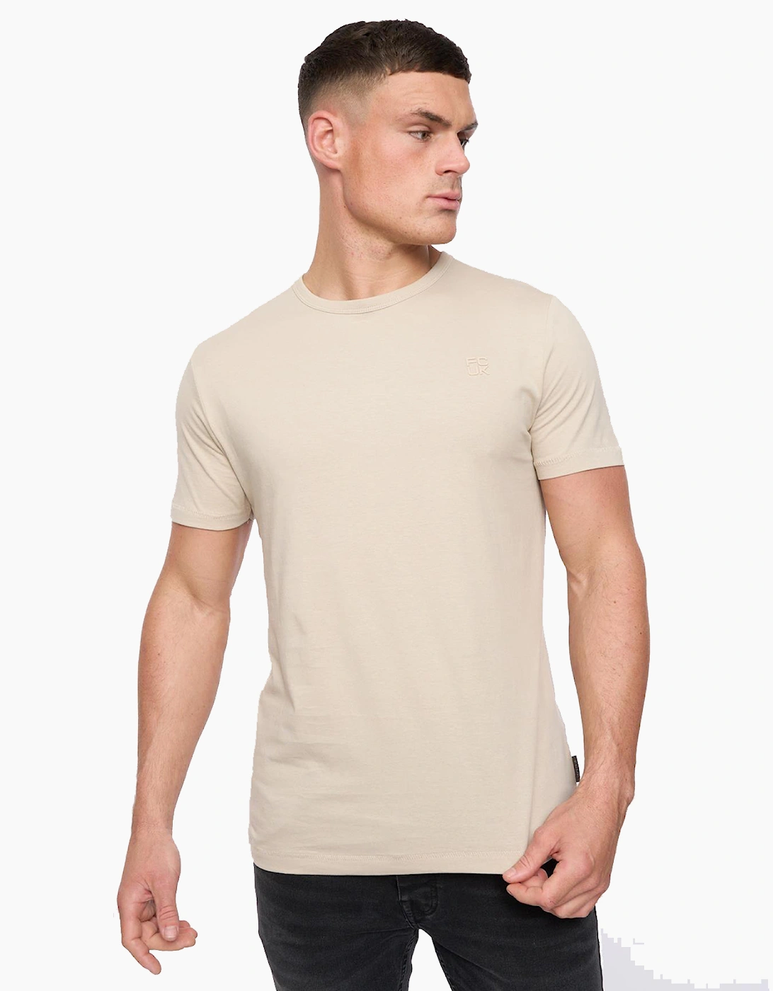 French Connection FCUK Stack T-Shirt Mens Stone