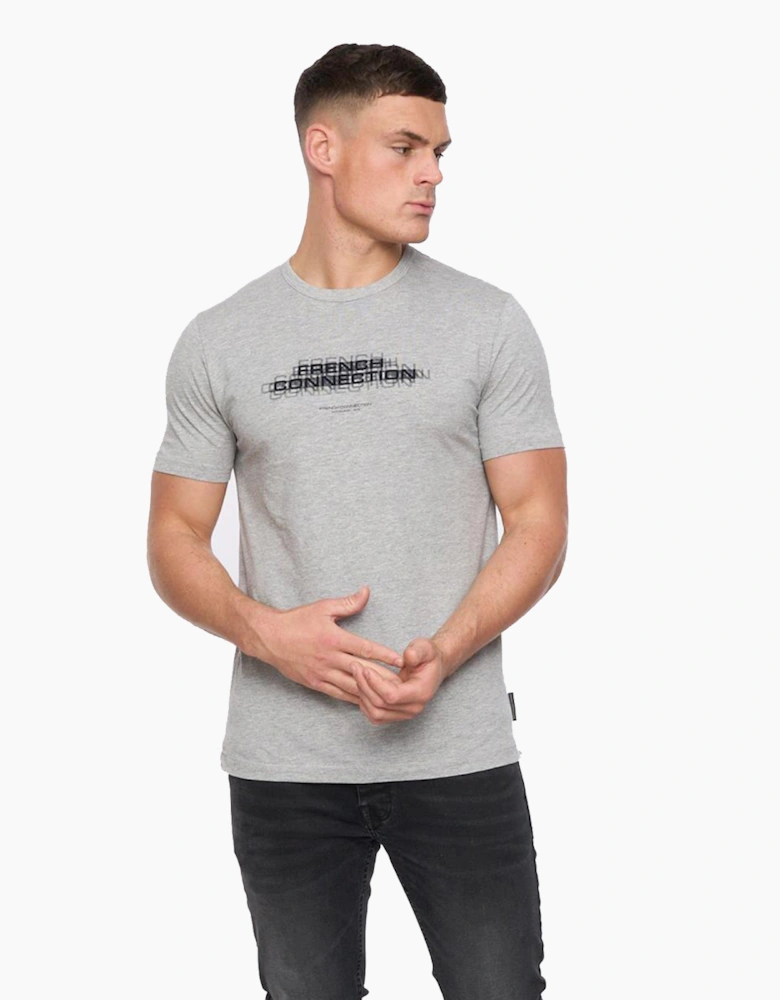 French Connection Double T-Shirt Mens Light Grey Melange/Marine
