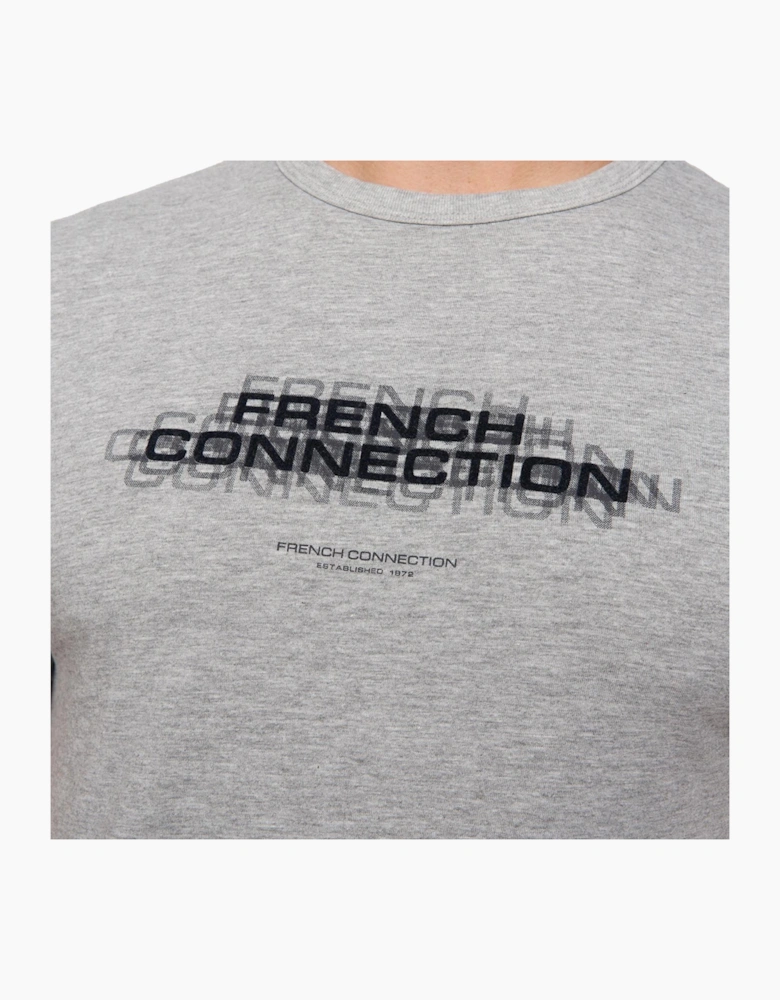 French Connection Double T-Shirt Mens Light Grey Melange/Marine