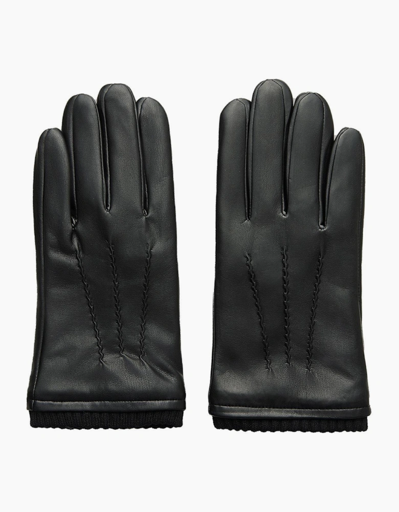 French Connection Classic Leather Gloves Mens Black
