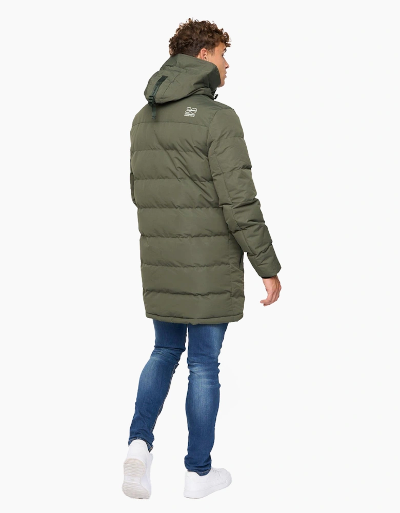 Crosshatch Milwaka Long Jacket Mens Olive