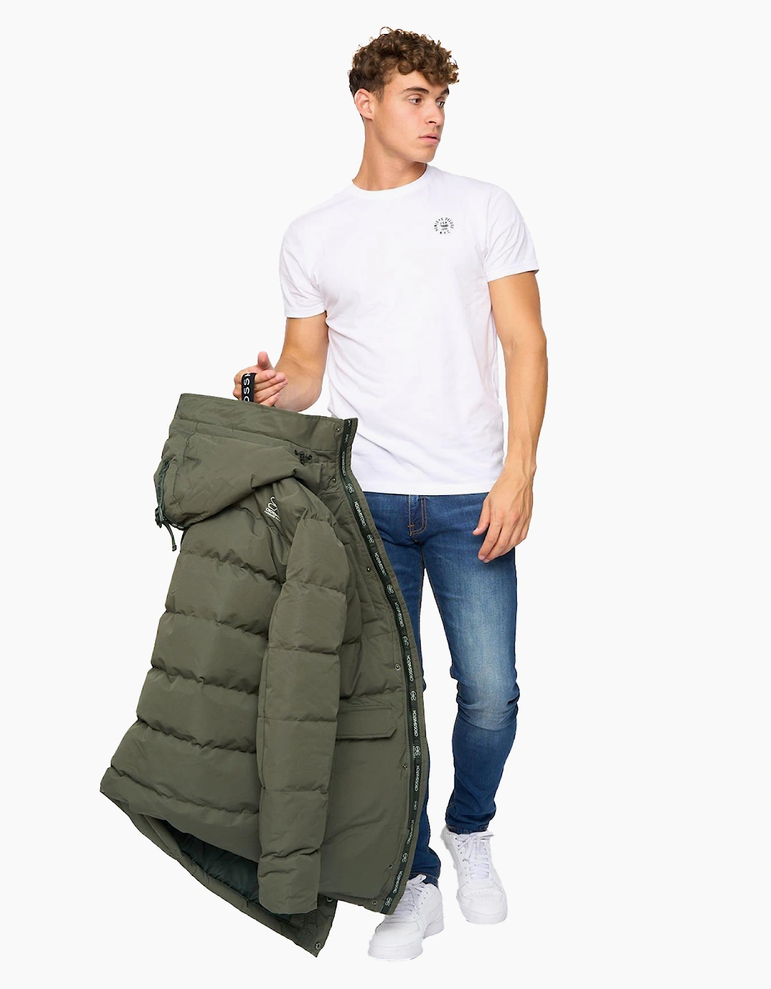 Crosshatch Milwaka Long Jacket Mens Olive