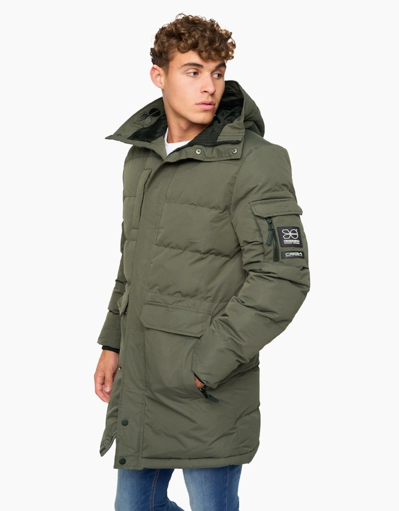Crosshatch Milwaka Long Jacket Mens Olive