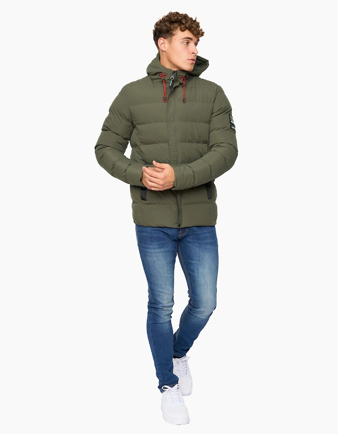 Crosshatch Kampleys Embossed Jacket Mens Olive