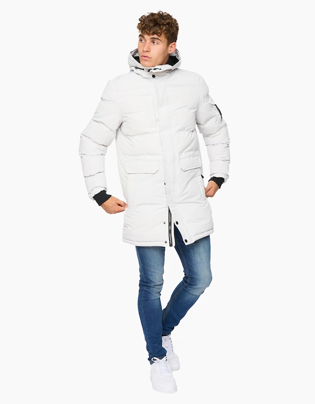 Crosshatch Milwaka Long Jacket Mens Putty