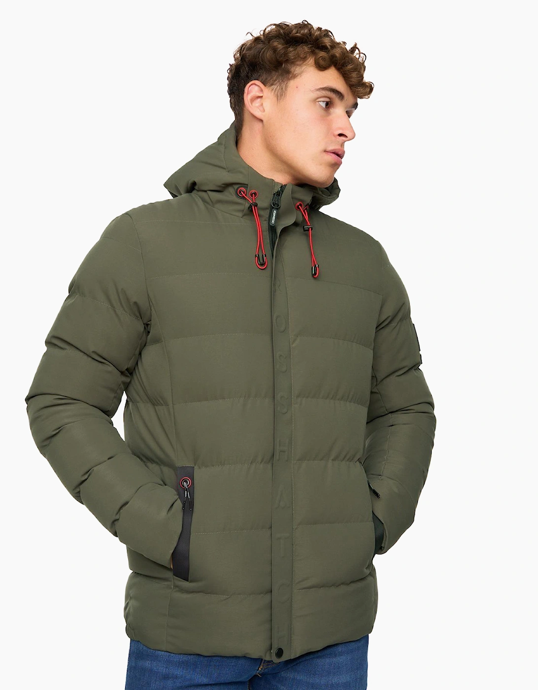 Crosshatch Kampleys Embossed Jacket Mens Olive