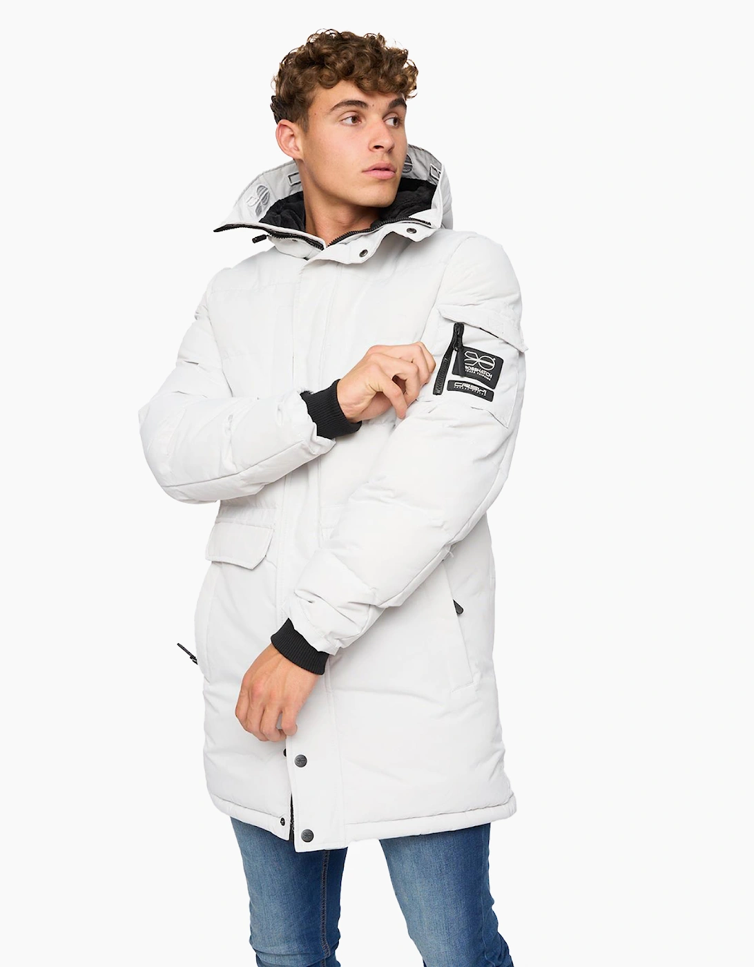 Crosshatch Milwaka Long Jacket Mens Putty