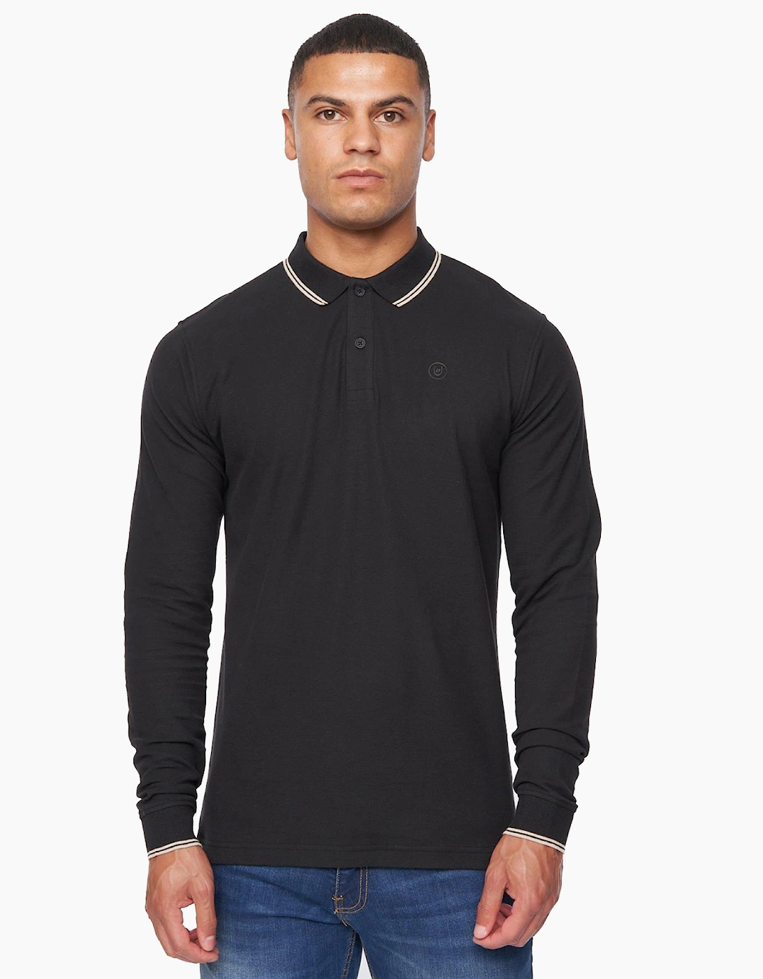 Duck And Cover Duck and Cover Roxberry Long Sleeve Polo Shirt Mens Black