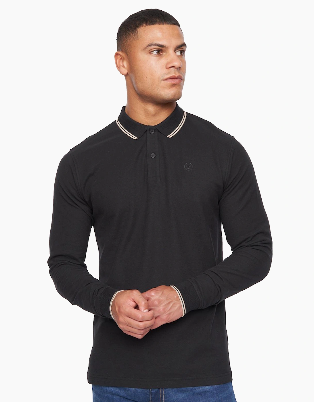 Duck And Cover Duck and Cover Roxberry Long Sleeve Polo Shirt Mens Black