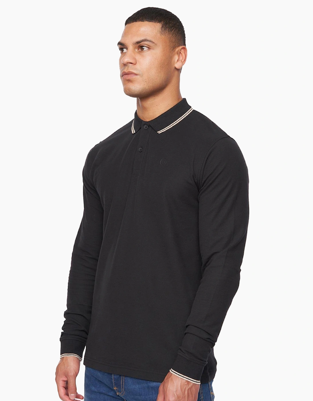 Duck And Cover Duck and Cover Roxberry Long Sleeve Polo Shirt Mens Black