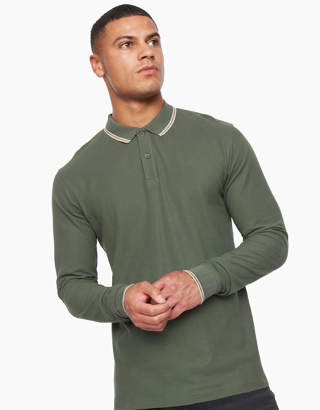 Duck And Cover Duck and Cover Roxberry Long Sleeve Polo Shirt Mens Forest Green