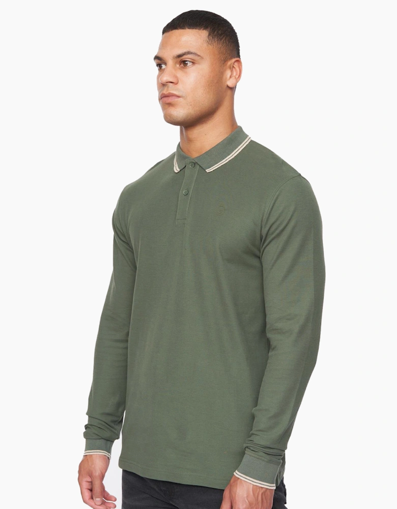 Duck And Cover Duck and Cover Roxberry Long Sleeve Polo Shirt Mens Forest Green