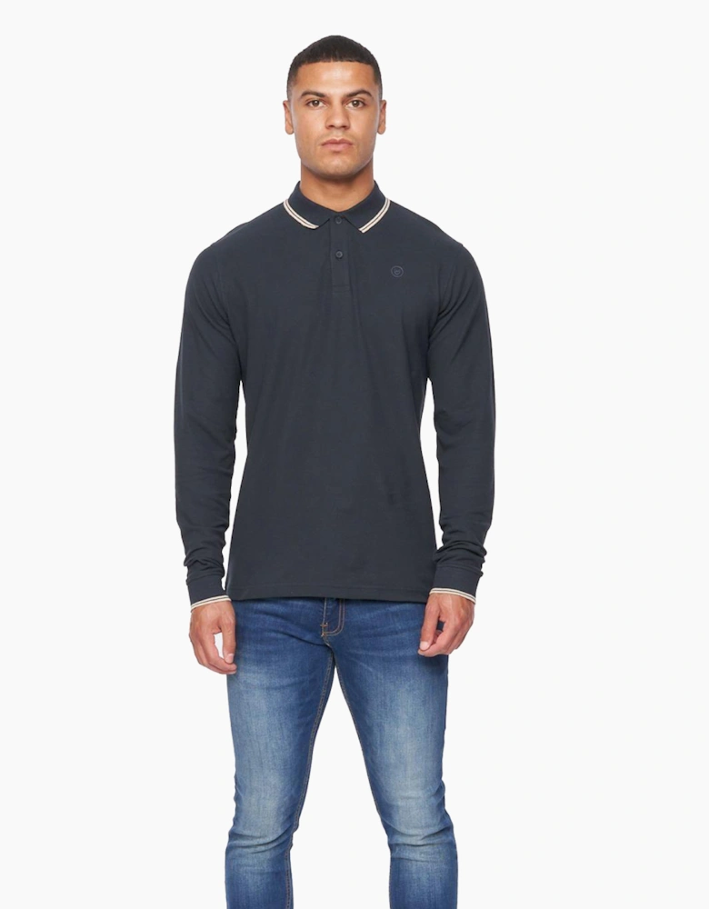 Duck And Cover Duck and Cover Roxberry Long Sleeve Polo Shirt Mens Navy