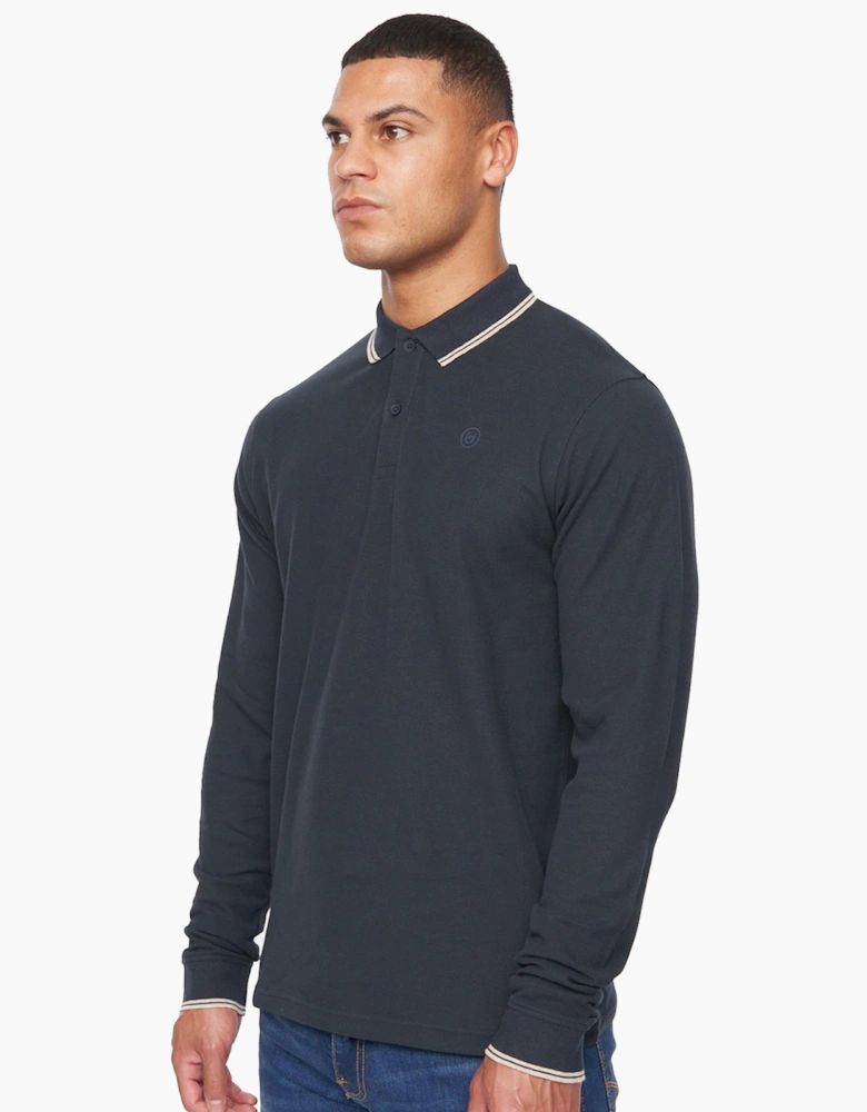 Duck And Cover Duck and Cover Roxberry Long Sleeve Polo Shirt Mens Navy