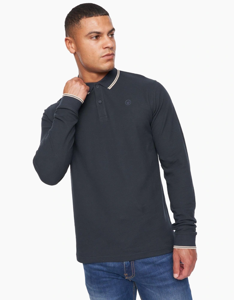 Duck And Cover Duck and Cover Roxberry Long Sleeve Polo Shirt Mens Navy