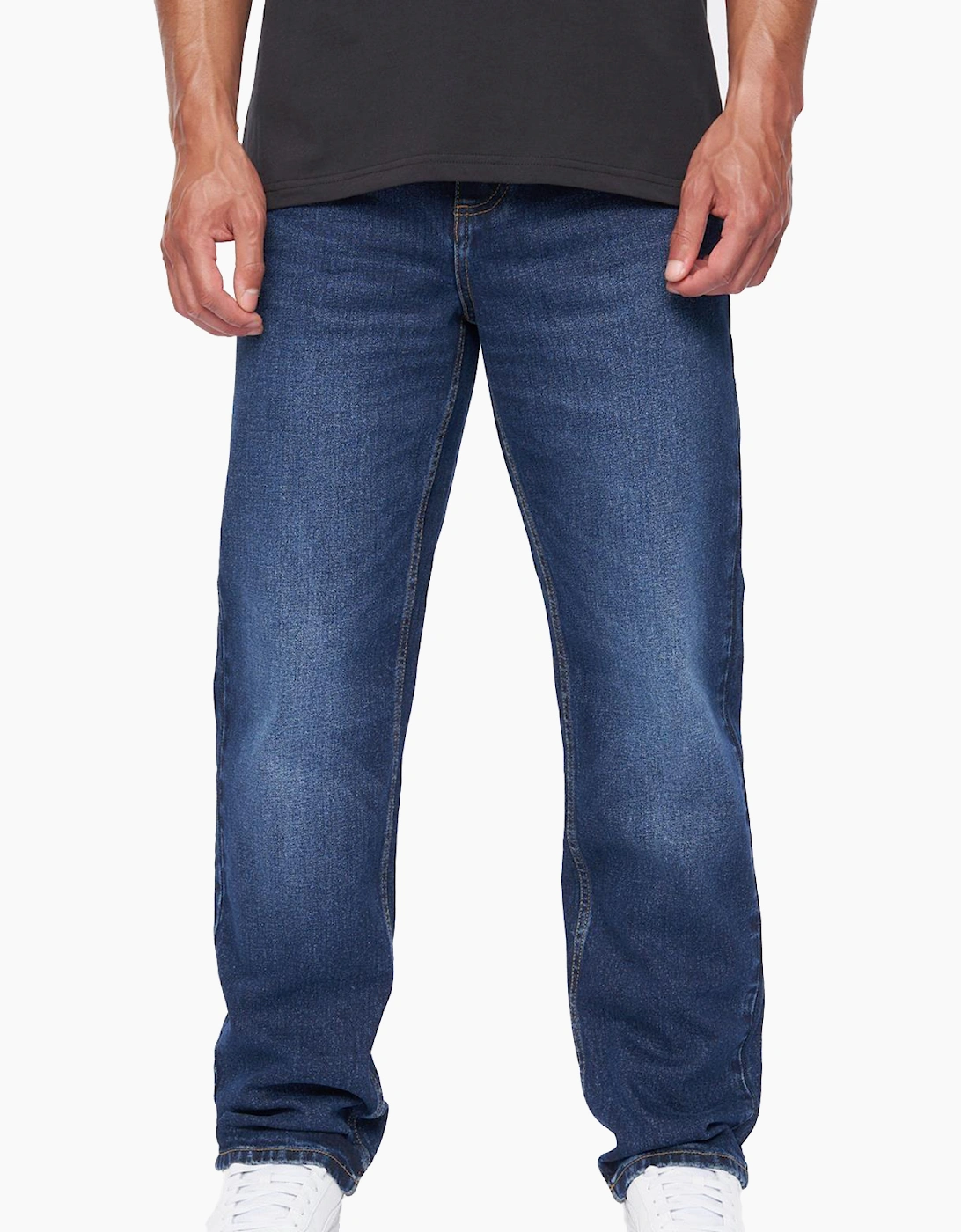 Duck & Cover Men's Duck And Cover Duck and Cover Rushawn Relaxed Fit Jeans Mid Wash Navy / Mid Wash - Blue