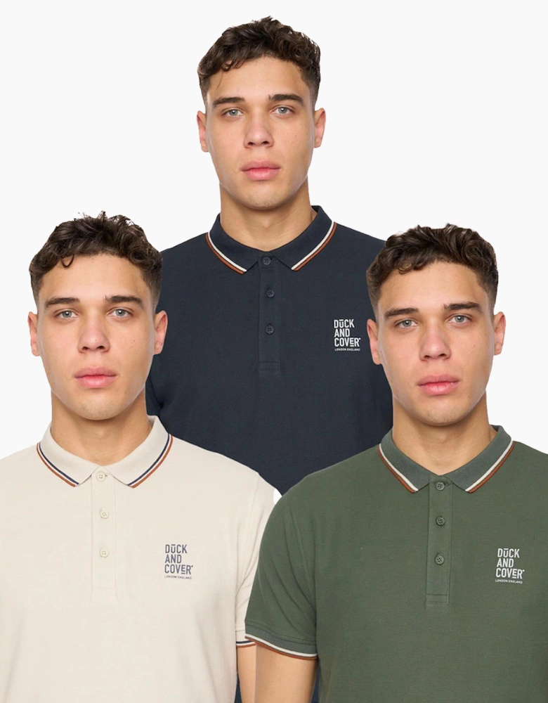 Duck And Cover Melports 3pk Polo Shirts Mens Assorted
