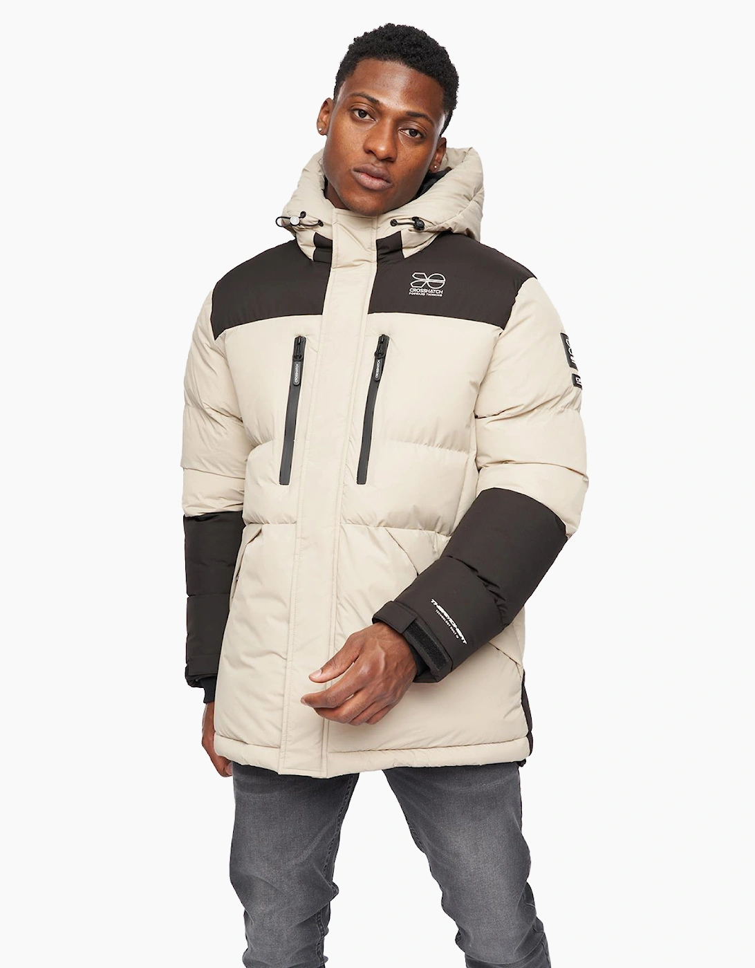 Crosshatch Squadage Panel Jacket Mens Stone