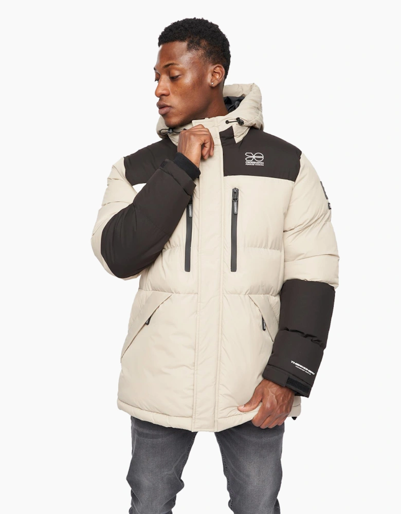 Crosshatch Squadage Panel Jacket Mens Stone