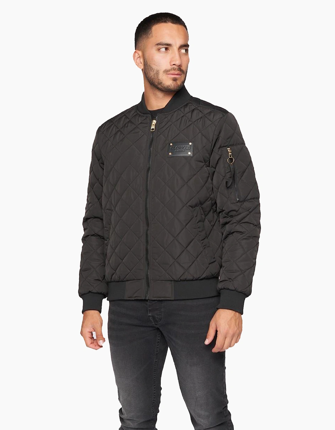 Glorious Gangsta Moritzio Quilted Bomber Jacket Mens Black