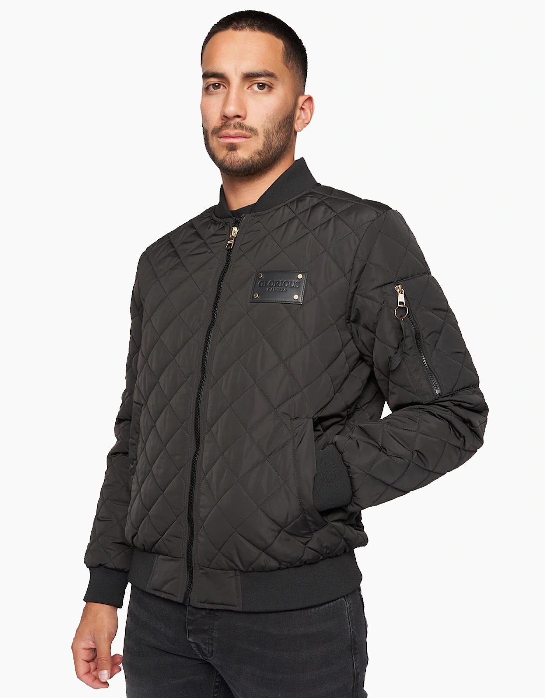 Glorious Gangsta Moritzio Quilted Bomber Jacket Mens Black