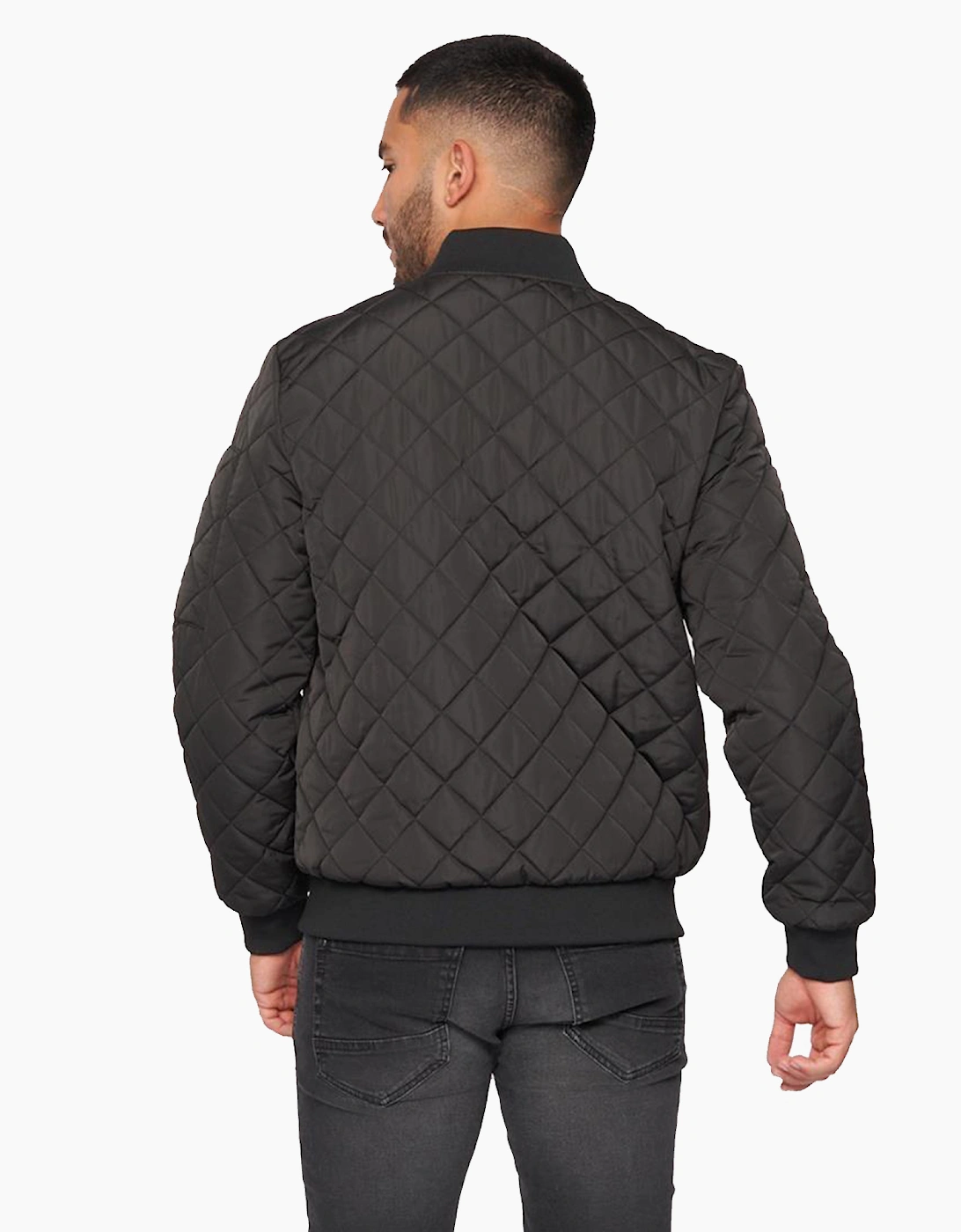 Glorious Gangsta Moritzio Quilted Bomber Jacket Mens Black