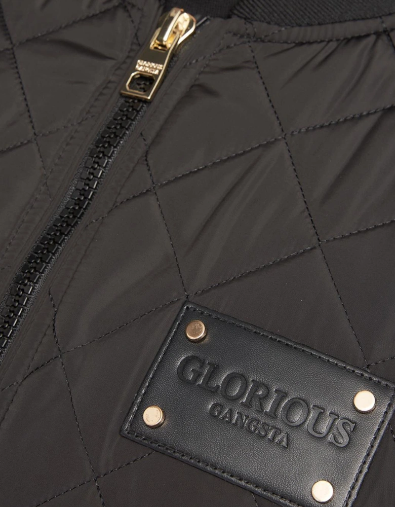 Glorious Gangsta Moritzio Quilted Bomber Jacket Mens Black