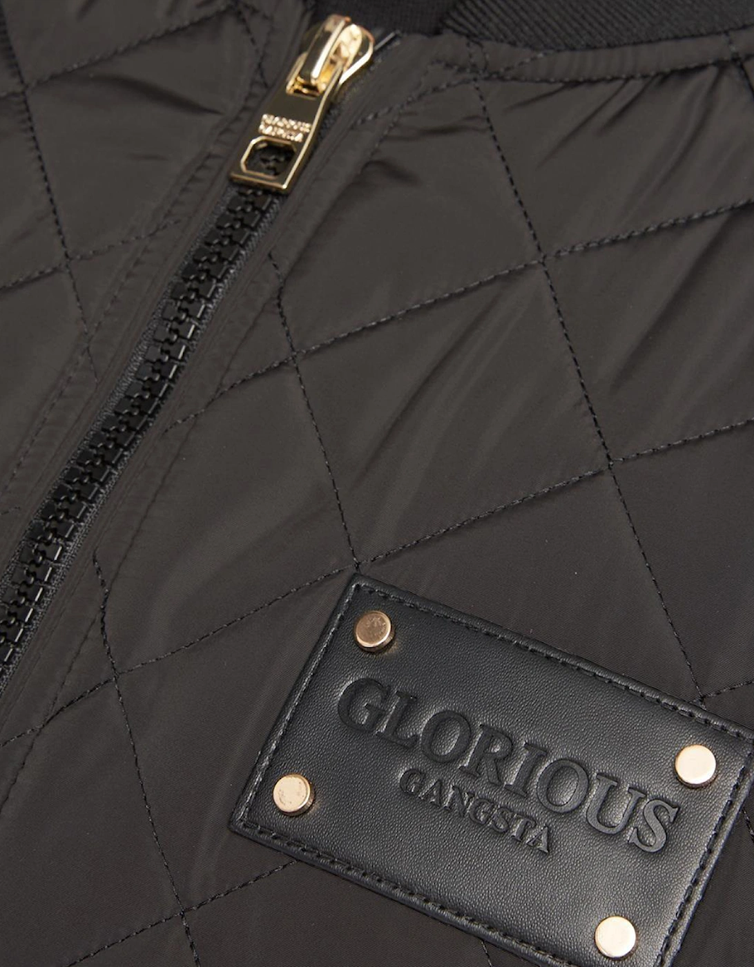 Glorious Gangsta Moritzio Quilted Bomber Jacket Mens Black