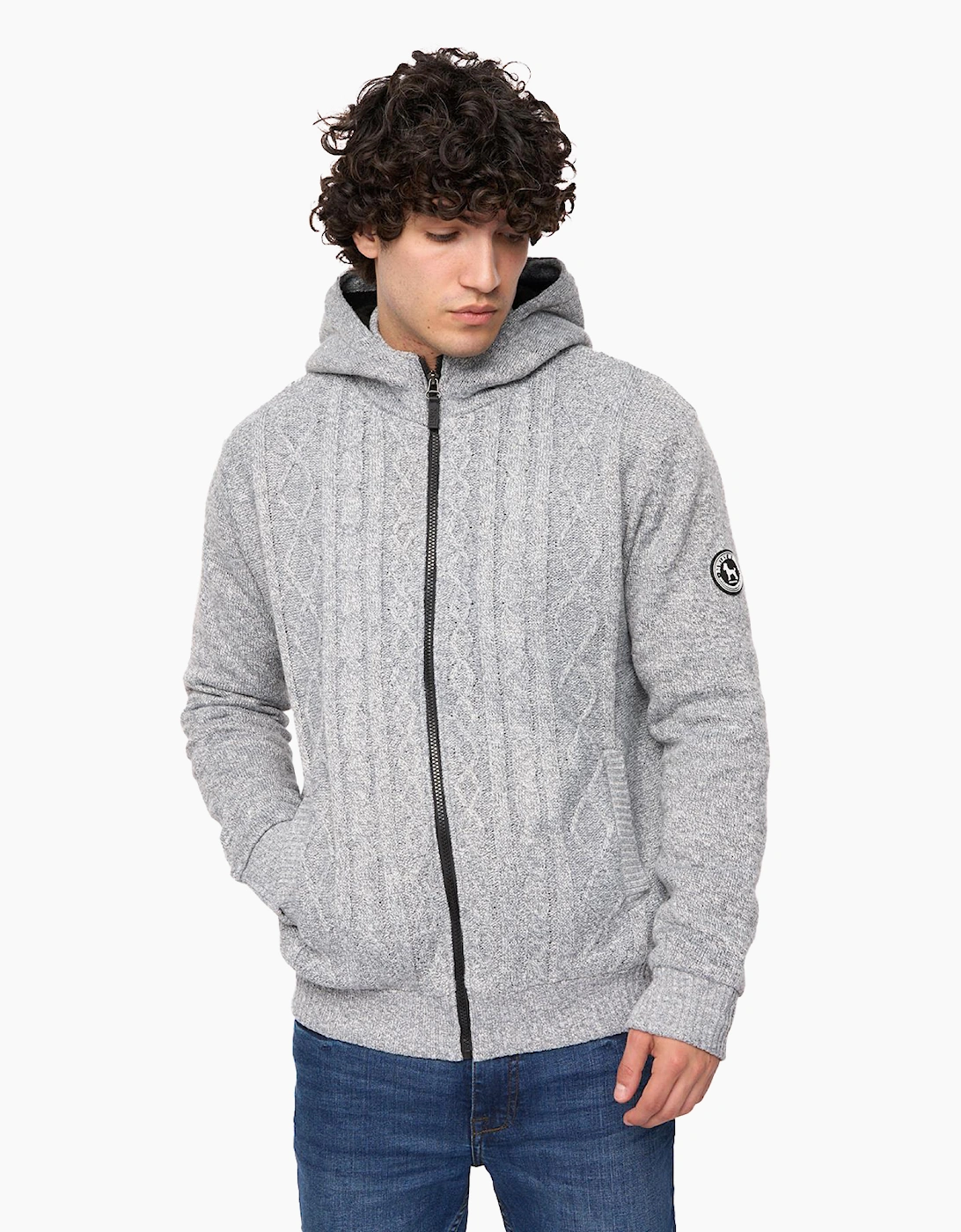 Bewley & Ritch Tonbridge Cardigan Mens Light Grey Marl